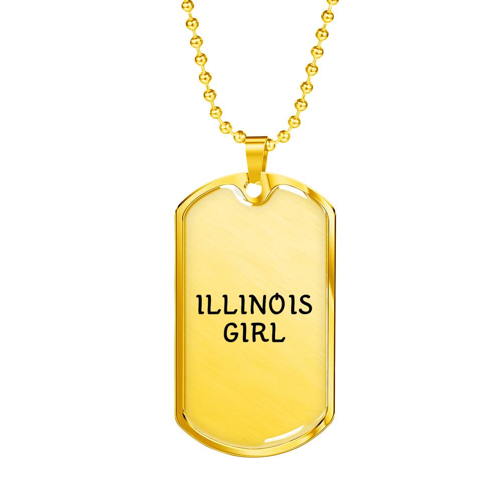 Illinois Girl - 18k Gold Finished Luxury Dog Tag Necklace