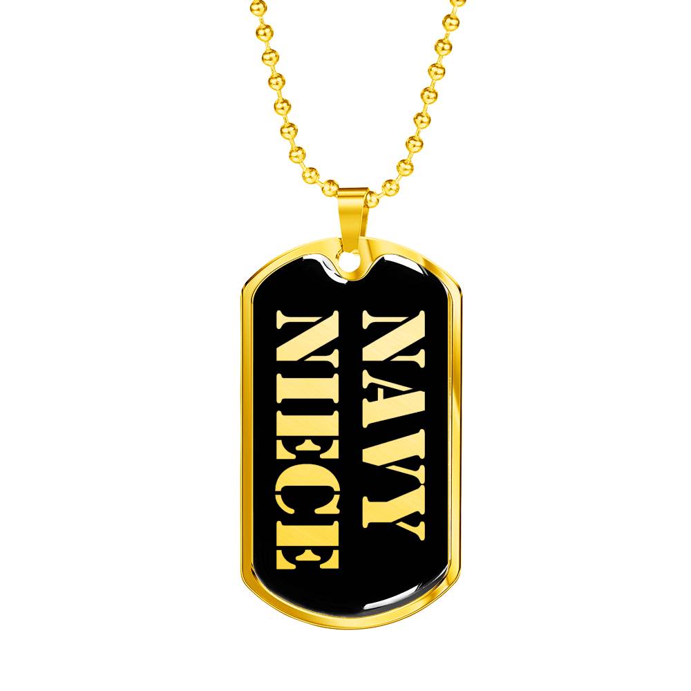 Navy Niece v2 - 18k Gold Finished Luxury Dog Tag Necklace