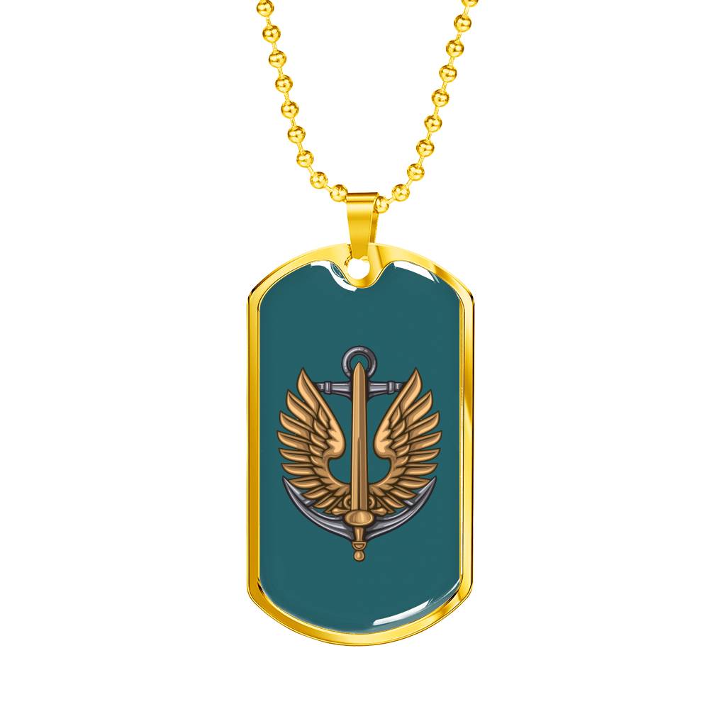Ukrainian Naval Infantry - 18k Gold Finished Luxury Dog Tag Necklace