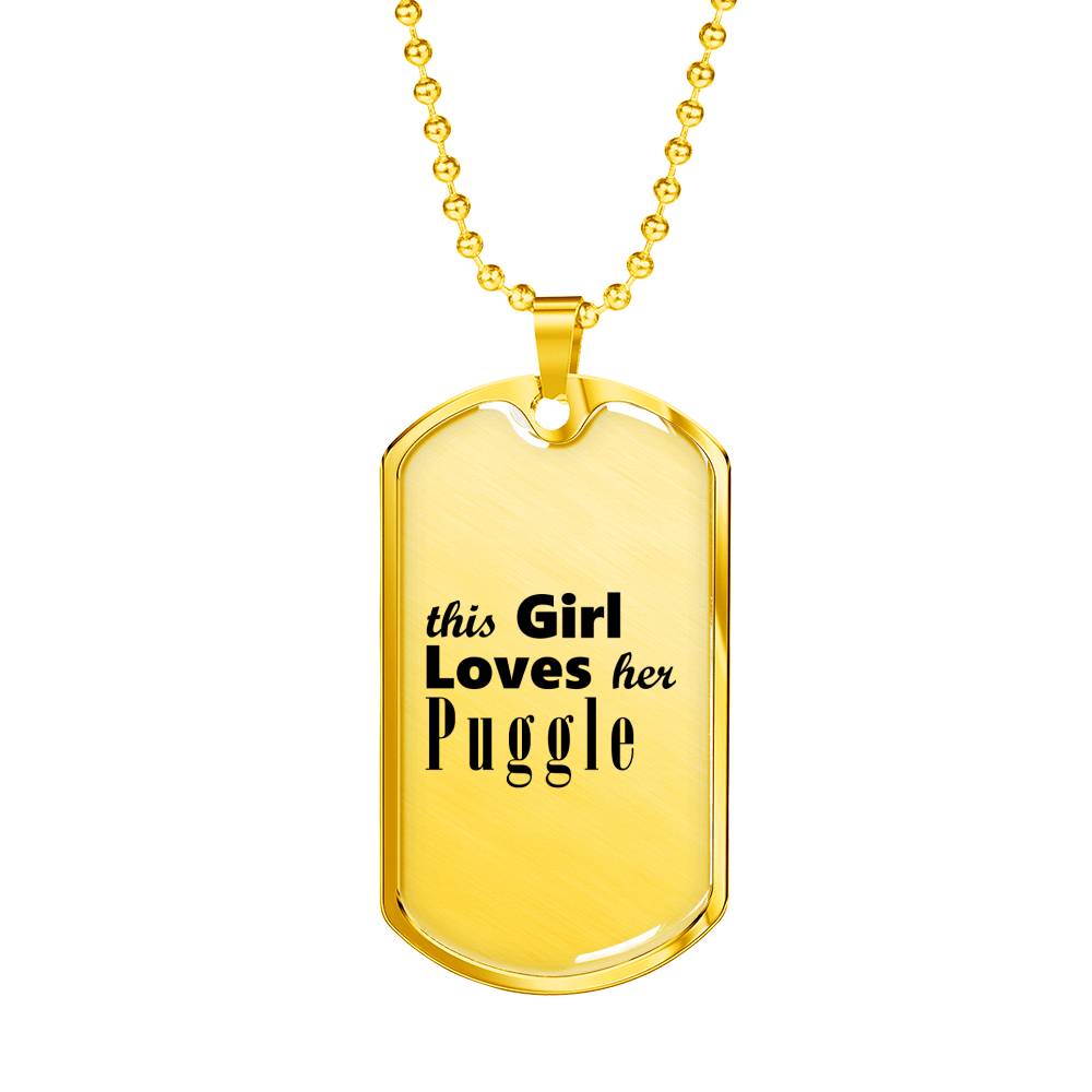 Puggle - 18k Gold Finished Luxury Dog Tag Necklace