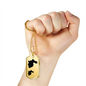 Mama Rabbit With 1 Kitten - 18k Gold Finished Luxury Dog Tag Necklace