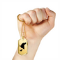 Mama Chicken With 1 Chick - 18k Gold Finished Luxury Dog Tag Necklace