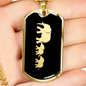 Mama Elephant With 2 Calves v2 - 18k Gold Finished Luxury Dog Tag Necklace