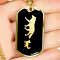 Mama Wolf With 1 Pup v2 - 18k Gold Finished Luxury Dog Tag Necklace