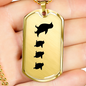 Mama Penguin With 3 Chicks - 18k Gold Finished Luxury Dog Tag Necklace