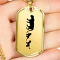 Mama Lioness With 2 Cubs - 18k Gold Finished Luxury Dog Tag Necklace