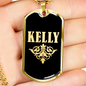 Kelly v02a - 18k Gold Finished Luxury Dog Tag Necklace