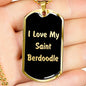 Love My Saint Berdoodle v5 - 18k Gold Finished Luxury Dog Tag Necklace