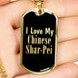 Love My Chinese Shar-Pei v2 - 18k Gold Finished Luxury Dog Tag Necklace