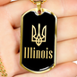 Illinois v2 - 18k Gold Finished Luxury Dog Tag Necklace