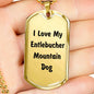 Love My Entlebucher Mountain Dog v4 - 18k Gold Finished Luxury Dog Tag Necklace