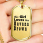 Havana Brown - 18k Gold Finished Luxury Dog Tag Necklace
