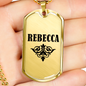 Rebecca v01a - 18k Gold Finished Luxury Dog Tag Necklace