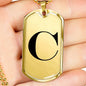 Initial C v1a - 18k Gold Finished Luxury Dog Tag Necklace