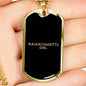 Massachusetts Girl v2 - 18k Gold Finished Luxury Dog Tag Necklace