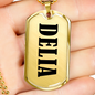 Delia v01 - 18k Gold Finished Luxury Dog Tag Necklace