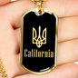 California v2 - 18k Gold Finished Luxury Dog Tag Necklace