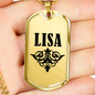 Lisa v01a - 18k Gold Finished Luxury Dog Tag Necklace