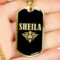 Sheila v02a - 18k Gold Finished Luxury Dog Tag Necklace