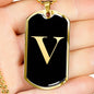 Initial V v2a - 18k Gold Finished Luxury Dog Tag Necklace