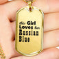 Russian Blue - 18k Gold Finished Luxury Dog Tag Necklace