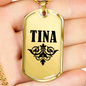 Tina v01a - 18k Gold Finished Luxury Dog Tag Necklace
