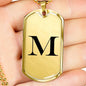 Initial M v1a - 18k Gold Finished Luxury Dog Tag Necklace