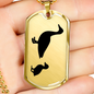 Mama Duck With 1 Duckling - 18k Gold Finished Luxury Dog Tag Necklace