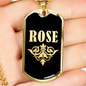 Rose v02a - 18k Gold Finished Luxury Dog Tag Necklace