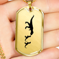Mama Dinosaur With 2 Hatchlings - 18k Gold Finished Luxury Dog Tag Necklace