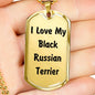 Love My Black Russian Terrier v4 - 18k Gold Finished Luxury Dog Tag Necklace