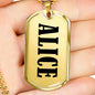 Alice v01 - 18k Gold Finished Luxury Dog Tag Necklace