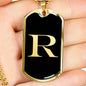 Initial R v2a - 18k Gold Finished Luxury Dog Tag Necklace