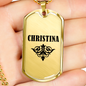 Christina v01a - 18k Gold Finished Luxury Dog Tag Necklace