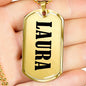 Laura v01 - 18k Gold Finished Luxury Dog Tag Necklace