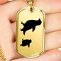 Mama Penguin With 1 Chick - 18k Gold Finished Luxury Dog Tag Necklace