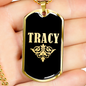 Tracy v02a - 18k Gold Finished Luxury Dog Tag Necklace