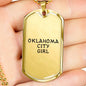 Oklahoma City Girl - 18k Gold Finished Luxury Dog Tag Necklace