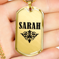Sarah v01a - 18k Gold Finished Luxury Dog Tag Necklace