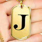 Initial J v1a - 18k Gold Finished Luxury Dog Tag Necklace