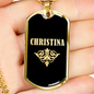 Christina v02a - 18k Gold Finished Luxury Dog Tag Necklace