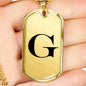 Initial G v1a - 18k Gold Finished Luxury Dog Tag Necklace