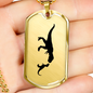 Mama Dinosaur With 1 Hatchling - 18k Gold Finished Luxury Dog Tag Necklace