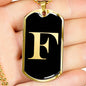 Initial F v2a - 18k Gold Finished Luxury Dog Tag Necklace
