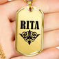 Rita v01a - 18k Gold Finished Luxury Dog Tag Necklace