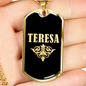 Teresa v02a - 18k Gold Finished Luxury Dog Tag Necklace