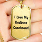 Love My Redbone Coonhound v4 - 18k Gold Finished Luxury Dog Tag Necklace