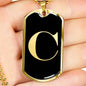 Initial C v2a - 18k Gold Finished Luxury Dog Tag Necklace