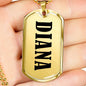 Diana v01 - 18k Gold Finished Luxury Dog Tag Necklace
