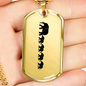 Mama Elephant With 4 Calves - 18k Gold Finished Luxury Dog Tag Necklace